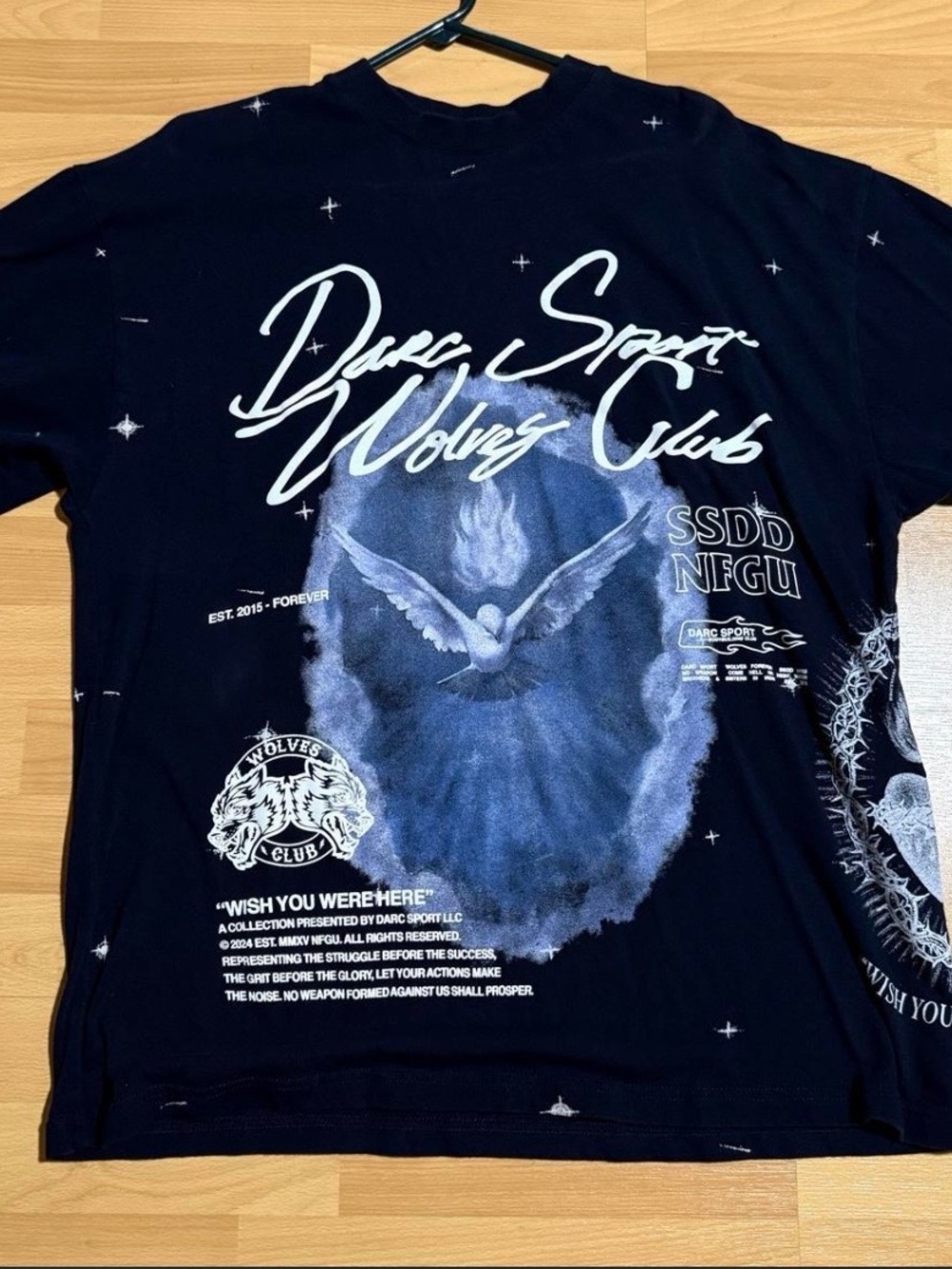 Darc Sport Black Graphic 'Wolves Club' Tee with Blue Print